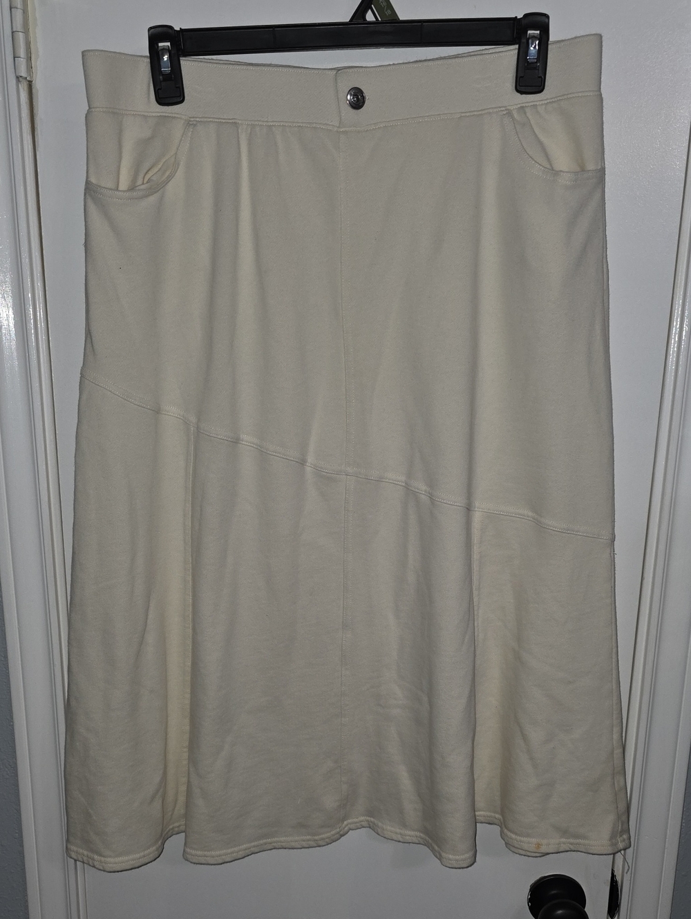 NWOT Peace Love World Cream A-Line Knit Skirt with Pockets SZ LP
